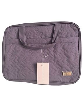 Quilted Cosmetic Travel Pouch in Mauve with Dual Handles